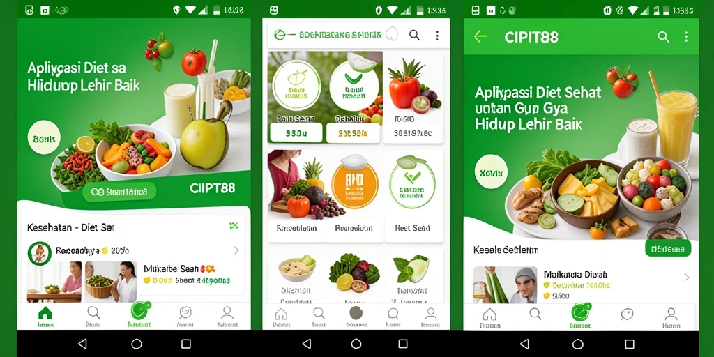 Antarmuka aplikasi CIPIT88 yang ramah pengguna untuk diet sehat.