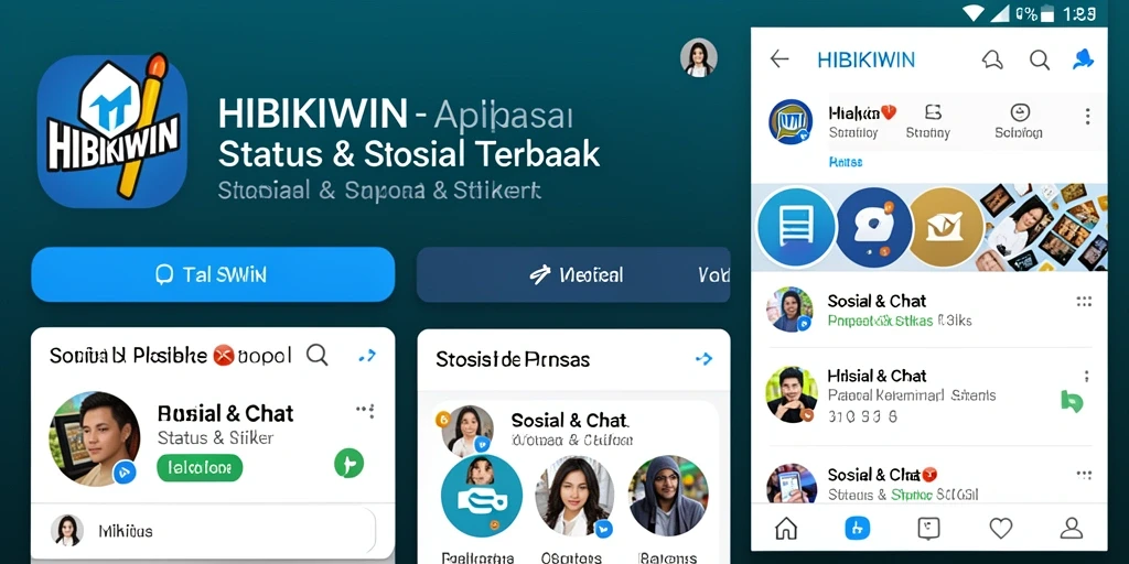 Tampilan utama HIBIKIWIN dengan berbagai pilihan stiker menarik.