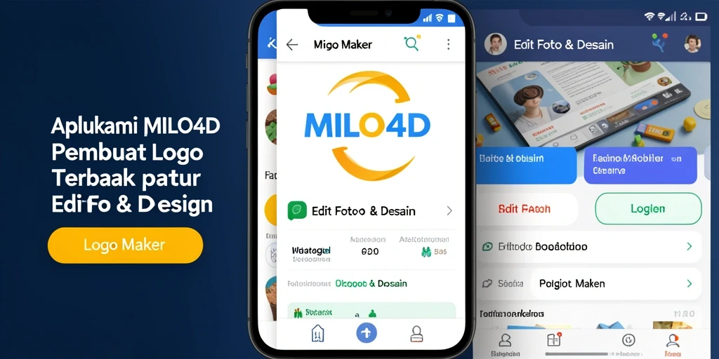 Tampilan antarmuka pengguna MILO4D yang intuitif untuk membuat logo.